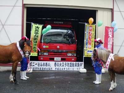 写真　消防車と一緒に